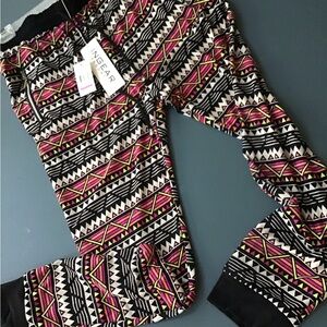 Ingear Ladies L/XL Geometric Joggers - Black, Pink, and White